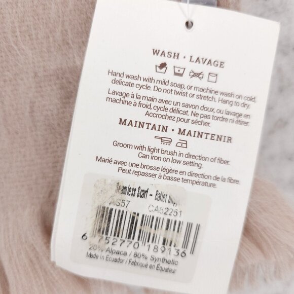 NWT POKOLOKO Seamless Scarf Ballet Slipper Pink Blush Alpaca Blend - Picture 5 of 5